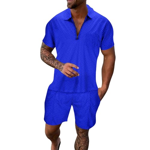 Générique Ensemble Sport Homme,Polo VêTements Sport Homme Polo Shirt Ensemble Foot à Manches Courtes Ensembles de Sportswear Casual Respirant et Pantalon...