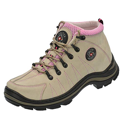 Bota Botina Coturno Adventure Feminina Em Couro Selten 37, Creme