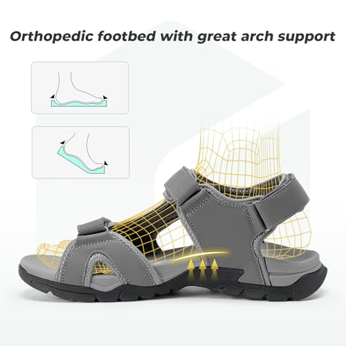 Image of FitVille Wide Sandals for Men With Arch Support Orthopedic Comfortable Summer Men's Wide Sandals for Plantar Fasciitis & Swollen Feet Breathable Outdoor Recovery Athletic Walking Sandal for Man