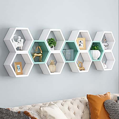 Étagères flottantes hexagonales pour libérer le sol des salons encombrés