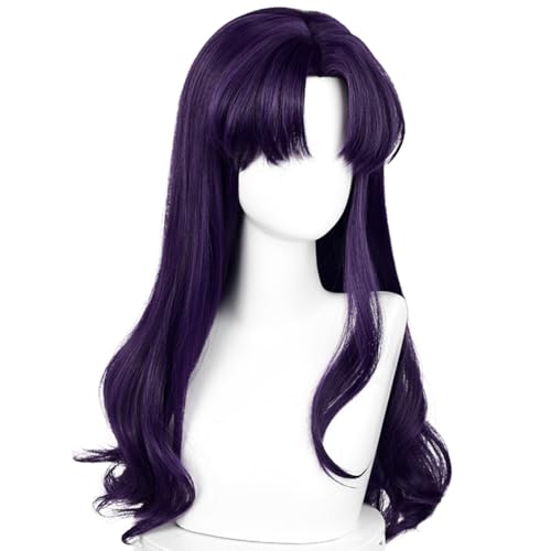 Image of Wiggy Mermaid Purple Wavy Wig 55cm Long Purple Cosplay Wig with Wig Cap