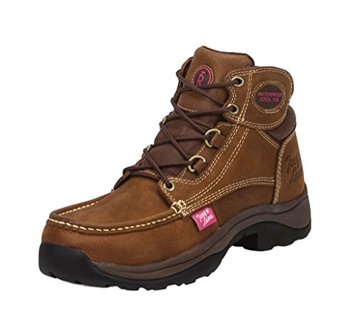 Tony Lama Women's 3R Tuscola Lace-Up Work Boot Steel Toe Brown 10 M