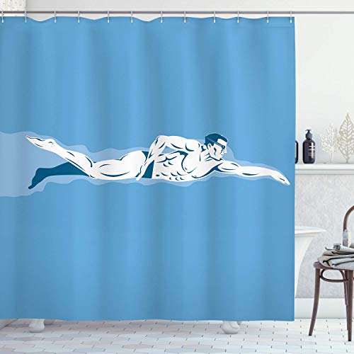 Aliyz Giochi Olimpici Decorazione Collezione Nuoto Stile Libero Sport Acquatici Sfida Competizione competitiva Immagine Bagno Tenda per Doccia Resistente Tessuto Impermeabile Facile da Pulire