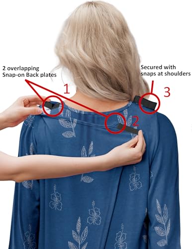 Deyeek Hospital Gowns for Women Tear Away Snap Open Back Dress Long Sleeve Post Surgery Adaptive Nightgown with Pockets2