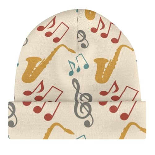 Music Notes Saxophones Kids Beanie Hat for for Girls Boys Children Cap Winter Knitted Chemo Cancer Headwear Accessories Gifts Decoration4