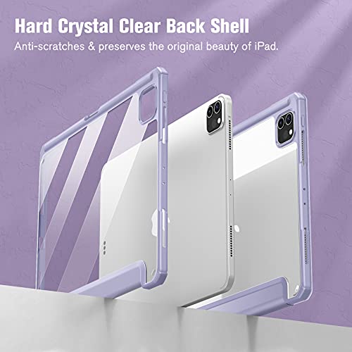Image of Fintie Hybrid Slim Case for iPad Pro 11-inch (4th / 3rd Generation) 2022 /2021 - [Built-in Pencil Holder] Shockproof Cover w /Clear Transparent Back Shell, Also Fit iPad Pro 11 inch 2nd Gen, Lilac Purple