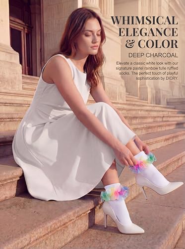 Image of Dicry Socks for Women, Big Ruffle Socks with Turn Cuff and Double Lace