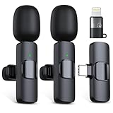 RICCHI Wireless Lavalier Microphone for iPhone iPad and Android Phone, 2 Pack Mini Microphone Noise Reduction Lapel Mic for Video Recording Interview Podcast YouTube TikTok