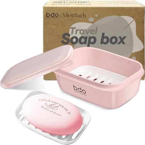 Travel Soap Case, Leakproof Soap Container with Lid, Portable Bar Soap Holder for Traveling, Soap Dishe for Bathroom, Shower, Gym, School, Camping, Vacation, Outdoor (Pink)