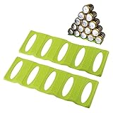 Webake 2 Pack Bottle Stacking Mat, Foldable Silicone Bottle and Can Stacker, Can Holder Rack Space Saver Organizer for Refrigerator, Pantry, Countertop, Cabinet (Green)