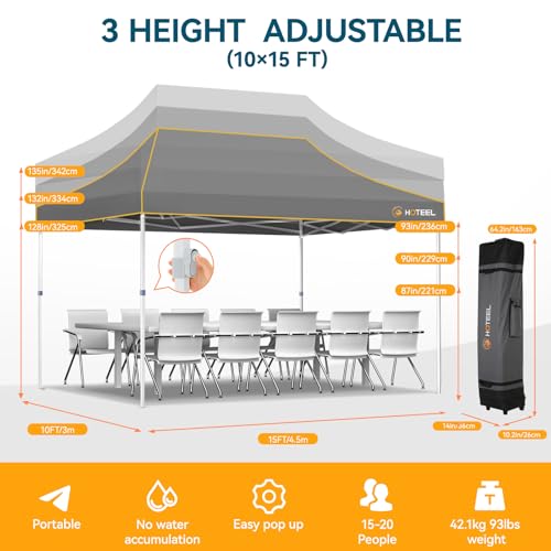 Image of Hoteel 10x15 Pop Up Canopy Tent, Heavy Duty with 4 Sidewalls, Commercial