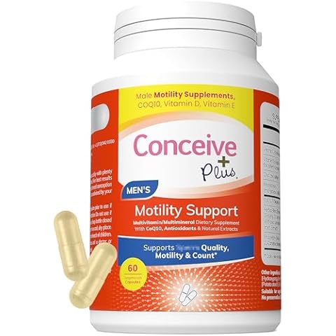 CONCEIVE PLUS Motility Boost for Men - Sperm Count Booster with Vitamin D, Vitamin E, Zinc, Spermidine, Antioxidants - Sperm Count, Sperm Motility - Multivitamin Supplement for Men Sperm - 60 Caps Cover