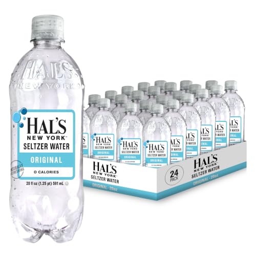 Hal's New York Seltzer Carbonated Original Sparkling Water, Zero Sugar, Zero Calorie, Zero Carbs, 20 Fl Oz (Pack of 24)
