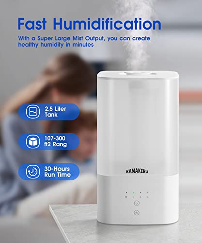 Kamakeru Cool Mist Humidifiers For Bedroom & Large Room With Essential Oil Diffuser,2.5L Top Fill Air Humidifier For Baby And Kids,Small Humidifier For Plants,Quiet Humificador,Auto Shut-Off,Lighting #TOP1