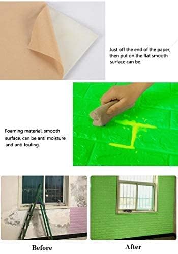 Image of Brick Wallpaper - Self Adhesive PE Foam Brick Design 3D Wall Stickers /DIY Wallpaper for Home Hotel Living Room Bedroom & Cafe (70 x 77cm, Appx. 5.8Sq Feet) (Light Green)-Pack of 1