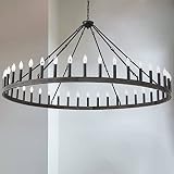 JTYP Large Farmhouse Wagon Wheel Chandelier 64" 48-Light, Round Industrial Rustic Ceiling Pendant Li