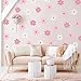 BBTO Daisy Wall Decal Flower Vinyl Wall Floral Decals Peel and Stick Daisy Stickers for Kids Nursery Art Bedroom Living Room(Pink, White)