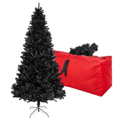 CRSTAFU 5ft Black Artificial Halloween Tree, Christmas Tree with 600 Branch Tips, Xmas Tree with Fold-Able Base Stand, Premium North Valley Spruce for Home, Office, Shop Decoration