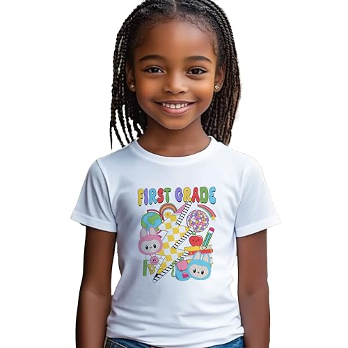 First Grade #211 Kids Shirts, YS-YXL, Girls, Cute Little Monsters, Labooboos, Great for The First Day of School Or Everyday