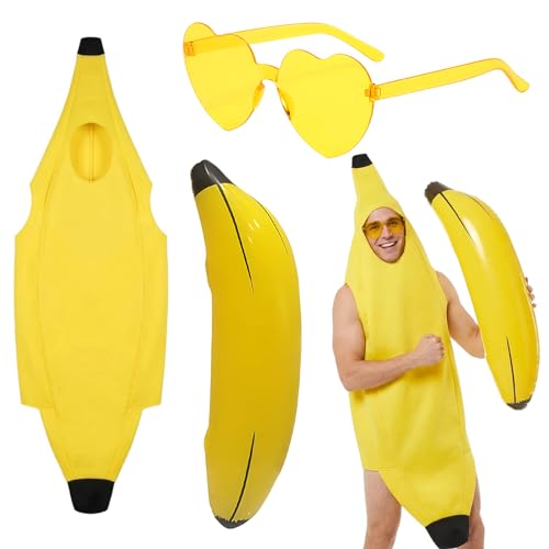 TZMFHD 3-Piece Banana Pyjamas Outfit for Adults Banana Costume Funny Costumes Humorous Costume for Social Gatherings and Gift Giving