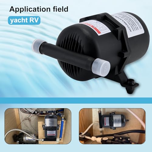 Image of Pre-Pressurized Accumulator Tank, RV Water Pump 0.75L Max 125PSI, 1 /2 MNPT Port Fitting, Flow Control Inner Bladder Reduced Pump Cycling Suitable for RV Travel Trailer Boat Caravan(filter&PTFE tape)