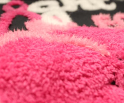 Wild Bobby Breast Cancer Awareness Trendy Fuzzy Pink Chenille Fabric Fluffy Patch Front and Back Zip Up Hoodie Sweatshirt3