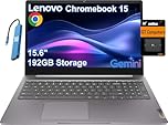Lenovo Chromebook 15 IdeaPad 3i (15.6" FHD, 4GB RAM, 192GB Storage (64GB eMMC + 128GB SD Card), 2TB Cloud Storage, Intel Celeron) Home & Student, 10-Hour Long Battery Life, IST HUB, Wi-Fi 6, Chrome OS