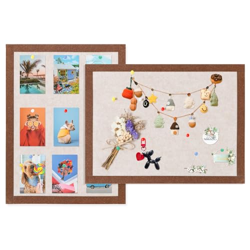Felt Bulletin Board, 15.7''X 11.8'' corkboard Pin Board for Bedrooms Offices Home Wall Decoration, Self Adhesive Cork Board with 35 Push Pins for Paste Notes, Photos, Schedules (2 Pack)