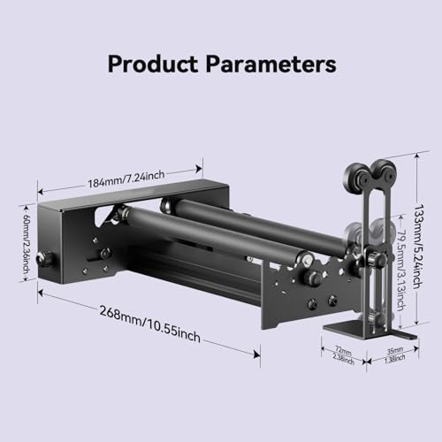 Support réglable pour gravure d'objets cylindriques et rouleau rotatif 360 - 3