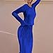 Richlylian Two Piece Skirt Set for Women Long Sleeve Pleated Crew Neck Tops and High Wasit Bodycon Maxi Skirt Sets Blue XL