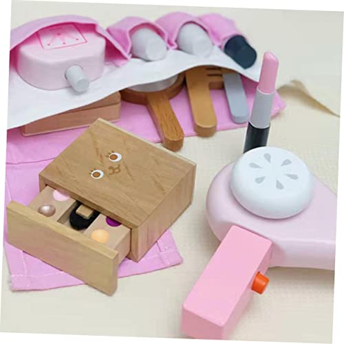 Abaodam 1 Conjunto Bolsa de maquiagem de simulação adereço de brinquedo brinquedos de madeira Bolsa