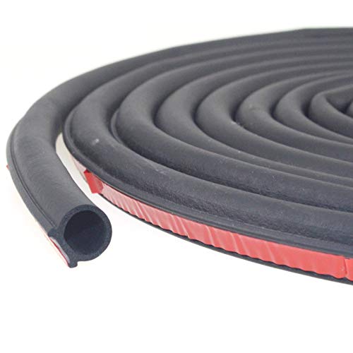 Weather Stripping Dood Seal Strip for Doors/Windows,Self-Adhesive Backing Seals Large Gap, Rubber Seal Hollow Black,2/5 Inch Wide X 2/5 Inch Thick D Shape Seal Strip (19.7 Ft)