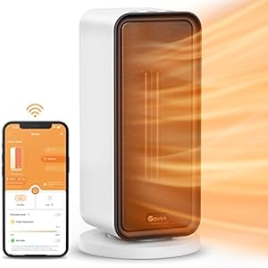 Govee Electric Space Heater, 1500W Smart Space Heater with Thermostat, WiFi & Bluetooth App Control, Works with Alexa & Google Assistant, Ceramic Heater for Bedroom, Office, Living Room, White