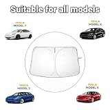 FINEVERNEK Samochodowa osłona przeciwsłoneczna przedniej szyby Tesla Model Y/3, składana osłona przeciwsłoneczna chroniąca przed promieniowaniem UV i ciepłem