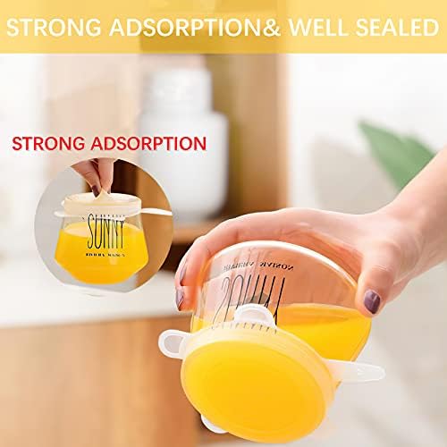 14 Pack Silicone Stretch Lids,Silicone Food Covers for Bowls, Cups, Jars and Fruits,Resuable Round and Rectangle Stretchy Lids,BPA Free, Eco-Friendly,Microwave, Freezer & Dishwasher Safe