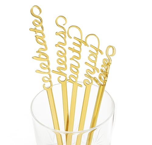 FranJohnsonHouse - Agitateur de boissons en acrylique, bois et métal, personnalisé prénom, Bâtonnets de mélanger, personnalisés pour les boissons, Pics cocktail, anniversaire, mariage, Décoration, Articles de Fête