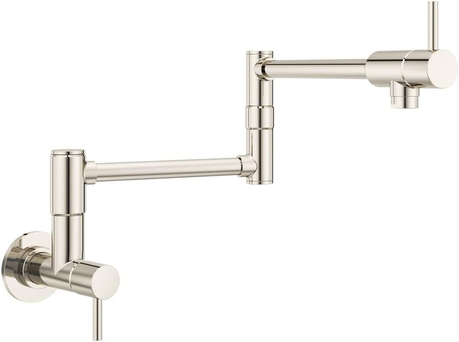 Pfister Lita Pot Filler Kitchen Faucet, 2-Handle, Wall Mounted, Single Hole, Polished Nickel Finish, GT533PFD