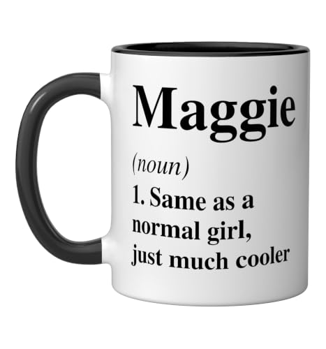 Maggie Definition Name Cool Funny Personalized Birthday Ceramic Mug, Black-White, 11oz
