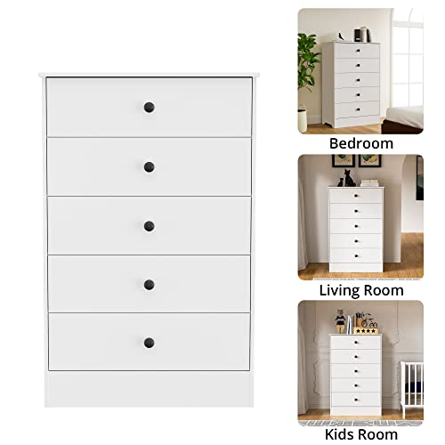 Cozy Castle White Dresser For Bedroom, 5 Drawers Chest Dresser Organizer, Tall Dresser Drawer Organizers, Kids Dresser For Bedroom, Nursery, Living Room, Entryway, White #TOP6