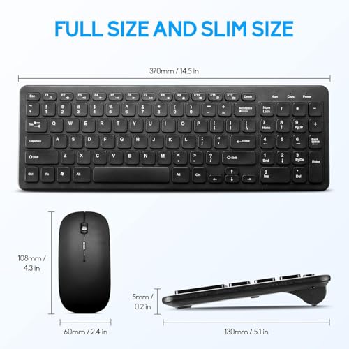 Image of Wireless Keyboard and Mouse Combo, Compact Quiet Wireless Keyboard and Mouse Set 2.4G Ultra-Thin Sleek Design for Windows, Computer, Desktop, PC, Notebook, Laptop (Black01)