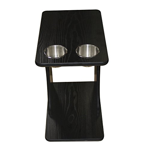 AGS American Gaming Supply Wooden Poker Side Game Table for Food and Drinks