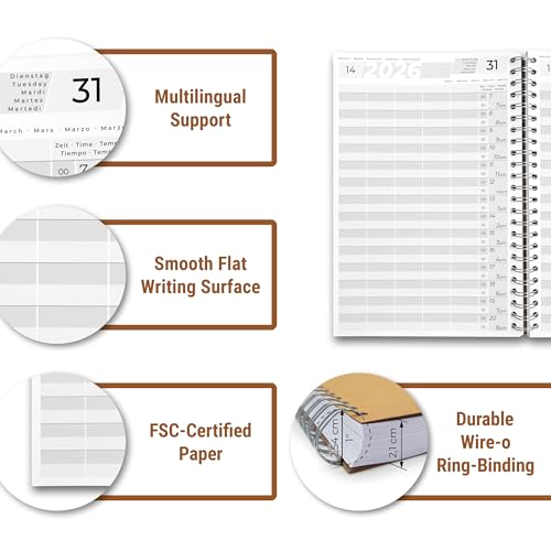 KOCHDIALOG Agenda 2026 A4 de peluquería, libro de pedidos para 1 a 5 empleados, 30 minutos, planificador, calendario de citas, calendario - imagen 6