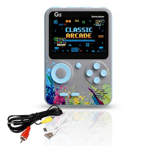 Image of Video Game for Kids Toys for Boys & Girls 7-14 Years G5 Retro Handheld Game Console Rechargeable Pocket 3.0 Inch HD Screen 500 in 1 Retro Game Box AV Output | Portable Video Game Player (Gray)