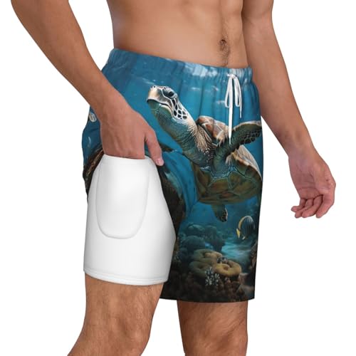 Sea Turtlesshort Swim Trunks with Waist Rope and Two Side Pockets Beach Shorts Bathing Suits for Men3