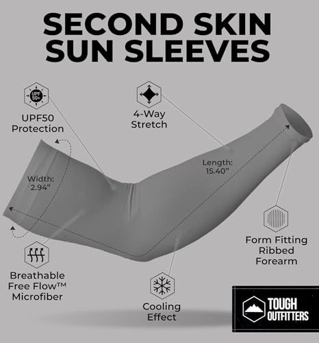 Image of Tough Outdoors UV Arm Sleeves for Men Women - Sun Protection Sleeves - Compression Golf Baseball Cooling Tattoo Arm Sleeve