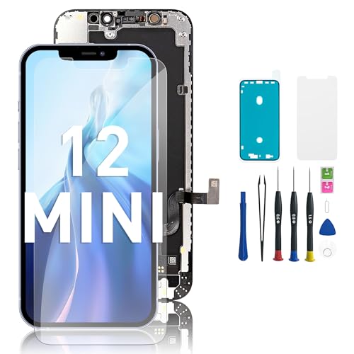 Hoonyer iPhone 12 Mini Display Ersatz Set, 3D Touch Bildschirm mit Rahmen & Digitizer, inkl. Reparatur-Werkzeug, wasserd...
