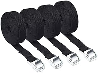 4 Pack Ratchet Tie Down Straps, 5m x 25mm Adjustable Retaining Tensioning Belts, Heavy Duty Lashing Straps with Buckle for Motorcycle, Vans, Trailer, Trucks, Luggage, Cargo.