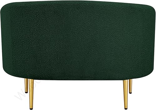 Image of Rosewood Luxury Curved Sofa in Premium Boucle Fabric | Solid Wood Structure | High Density Foam | Sturdy Golden Legs | Comfortable & Stylish Couch for Modern Living Room (Green, 1 Seater)