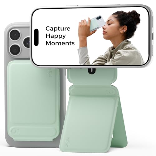 MOFT Phone Tripod Stand Selfie Stick for iPhone, Multi-Angles iPhone Stand, Lightweight & Portable Phone Holder, Strong Magnets, MOVAS Vegan Leather, Travel Essentials, Peppermint (Without C
