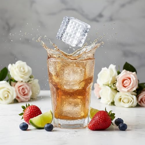 Image of Premium Combo of Large 3D Crystal Square Ice Cube Tray & Football Shaped Silicone Molds for Chilling Drinks, Chocolates, Juice, Jelly and Many More. Pack of 2 (White)